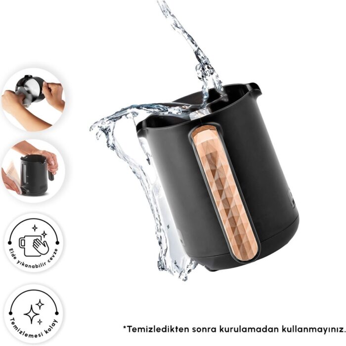 Karaca Hatır Hüps Quartz Közde Türk Kahvesi, Sütlü Türk Kahvesi, Sütlü İçecek Hazırlama Makinesi 5 Fincan Kapasiteli Bol Köpüklü Black Copper - Görsel 5