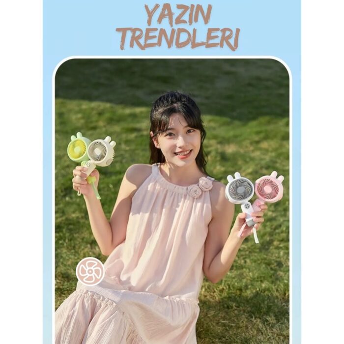 Enshall  Şarjlı, Taşınabilir, Soğutucu Mini El Fanı, 3 Kademeli Vantilatör Soğutucu - Görsel 4