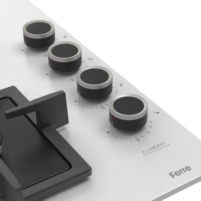 Ferre SC206 Beyaz Cam Ankastre Ocak (Döküm Izgara) - Görsel 2