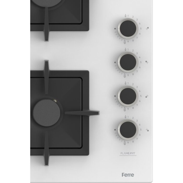 Ferre SC206 Beyaz Cam Ankastre Ocak (Döküm Izgara) - Görsel 5