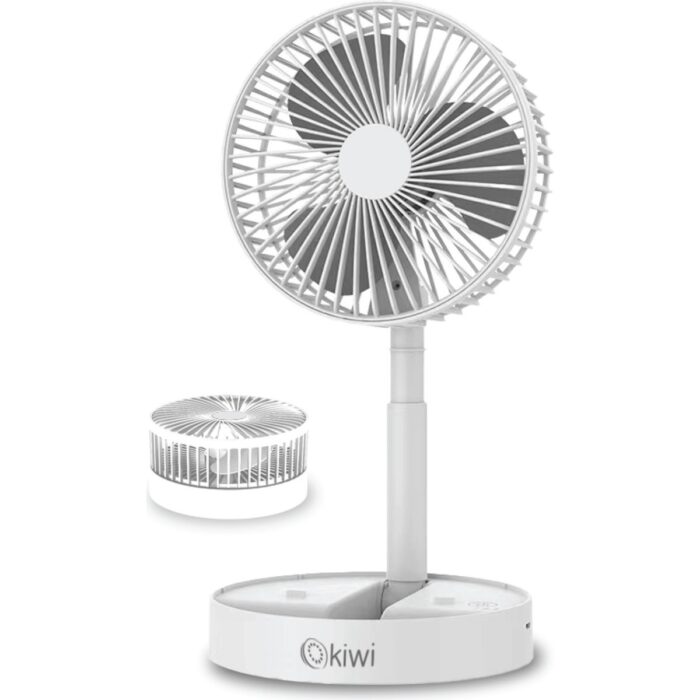 110000991100643.jpg Kiwi KFAN-7608 Şarjlı Beyaz Ayarlanılabilir Mini Fan Masa Üstü Vantilatörü USB Soğutucu Sessiz El Fanı - Görsel 1