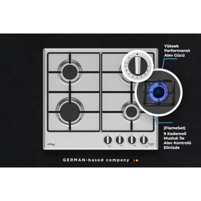 Tommatech TAO6006IM Ankastre Gazlı Ocak 60 cm Inox Metal - Görsel 2