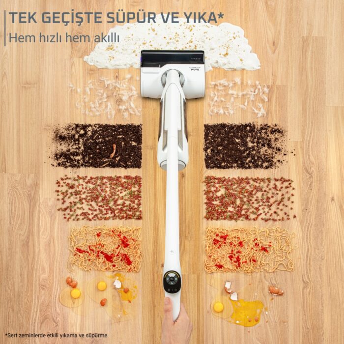 Tefal X-Clean 10 Islak Sert Zemin Temizleyici Kablosuz Dikey Süpürge-Kendini Temizler Kurutur - İlave Rulo - Görsel 4