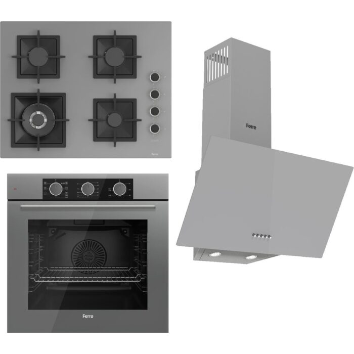 Ferre Flameart Sc Serisi Gri Set (SC408-WFA + QMS63CPR +D088 ) - 65 Cm'lik Kare Döküm Izgara-Wok - Görsel 1