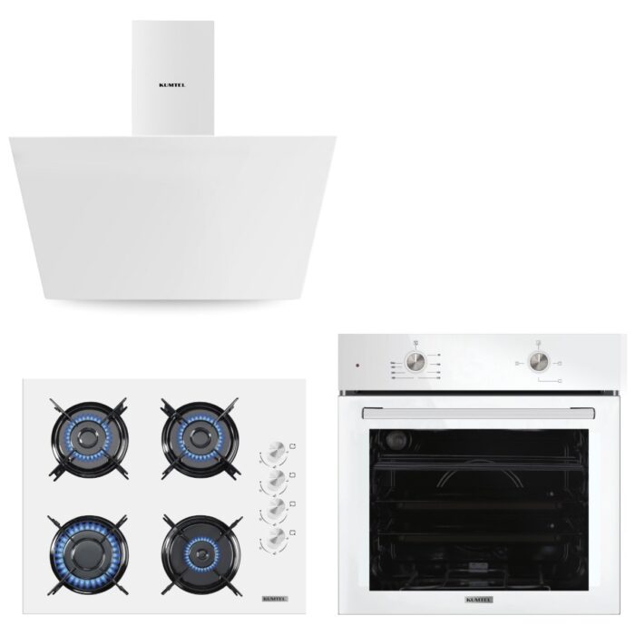 Kumtel Home Basic Beyaz Cam Ankastre Set - Görsel 1