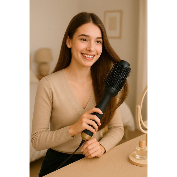 One Step Saç Şekillendirici ve Saç Düzleştirici Fön Tarağı Yeni Model Gold Renk 1200W - Görsel 2