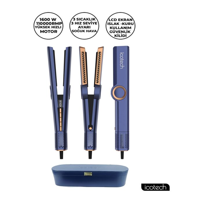 Icotech HS50 Pro Mavi Airflow Saç Düzleştirici Saç Şekillendirici Saç Maşası Airstrait - Görsel 2