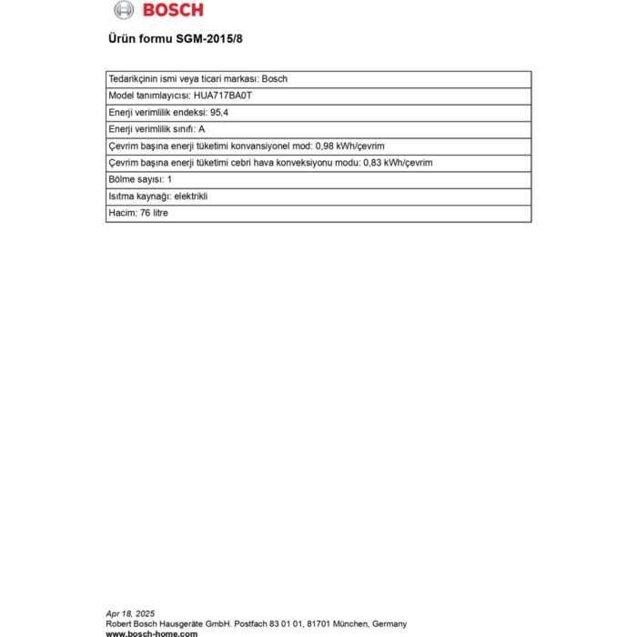 Bosch HUA717BA0T 76 Lt Buhar Destekli Siyah Ankastre Fırın - Görsel 4