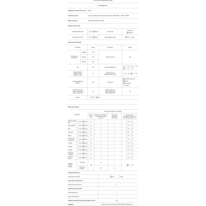 Uğur Ued 7238 Dtk Nf Dgt D/s R65 No Frost E Sınıfı 7 Çekmeceli Derin Dondurucu - Görsel 4