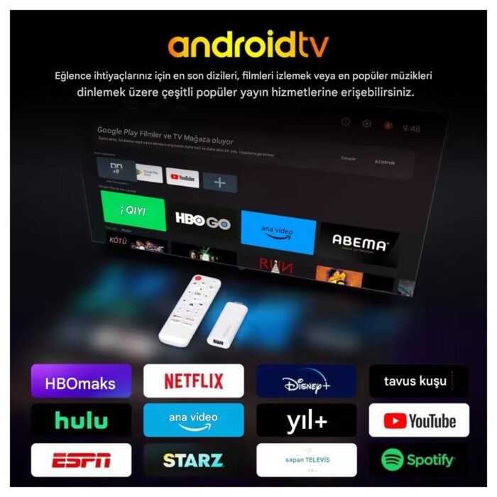 H96Max H313 Mini 4K Tv Stick Android 14 Akıllı Tv Kutusu 2GB+16GB Wifi 6 Google Sesli Komut Netflix Bluetooth Kumanda - Görsel 4