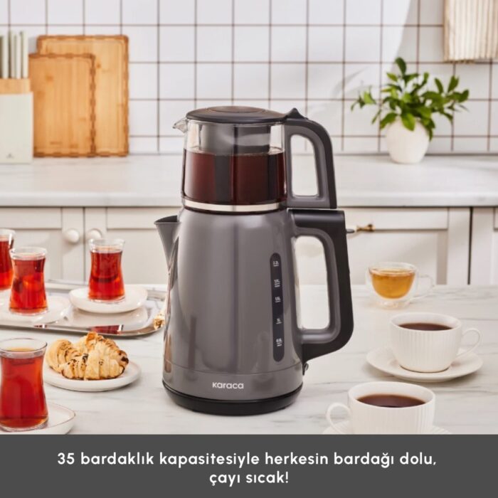 Karaca Mega Tea 1501 Cam Çay Makinesi Space Gray 1500 W - Görsel 3