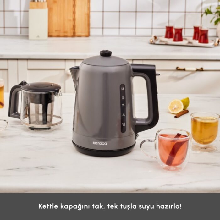 Karaca Mega Tea 1501 Cam Çay Makinesi Space Gray 1500 W - Görsel 5