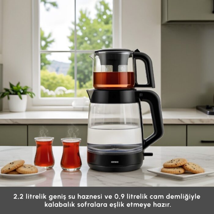 Karaca Glass Tea Xl 2 In1 Cam Çay Makinesi Space Gray - Görsel 3