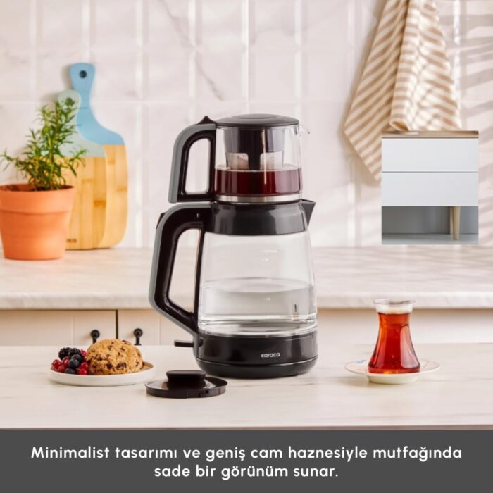 Karaca Glass Tea Xl 2 In1 Cam Çay Makinesi Space Gray - Görsel 4