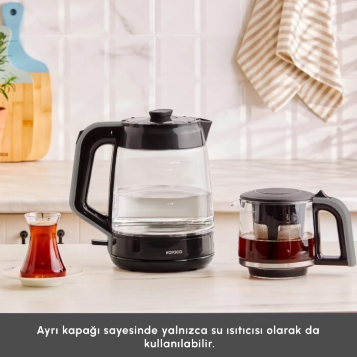 Karaca Glass Tea Xl 2 In1 Cam Çay Makinesi Space Gray - Görsel 5