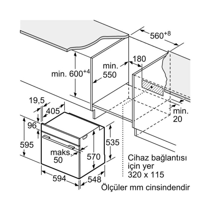 Bosch HUA736EV0T Ankastre Fırın Buhar Destekli Beyaz - Görsel 3