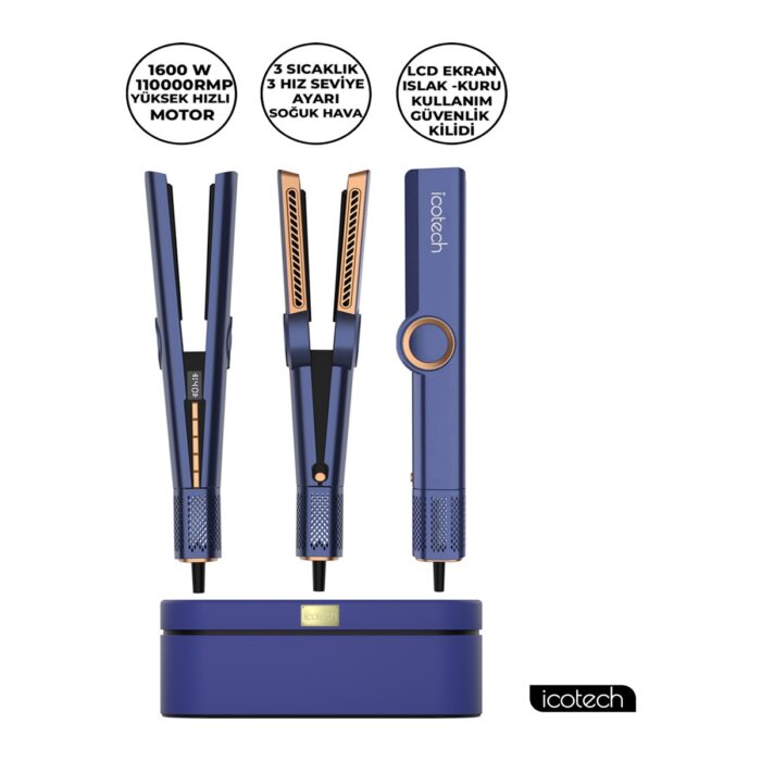 Icotech HS50 Pro Mavi Airflow Saç Düzleştirici Saç Şekillendirici Saç Maşası Airstrait - Görsel 1