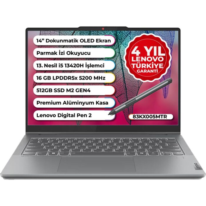 110001013043089.jpg Lenovo Ideapad 5 Slim 2 In 1 Intel Core I5-13420H 16GB 512GB SSD Freedos 14" Wuxga OLED 83KX005MTR Taşınabilir Bilgisayar - Görsel 1