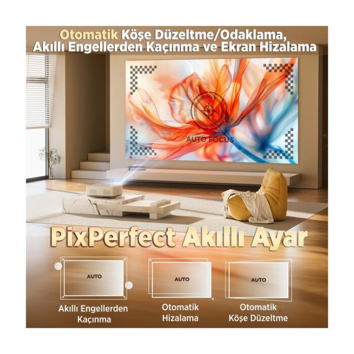 Vankyo Leisure L570B Smarttv 4K Destekli Projeksiyon Cihazı +Auto Focus+Auto Keystone+6g Wifi+5.2 BLUETOOTH+300 Inç Yansıtma+Dolby Premium Ses Sistemi Beyaz Ps5/ps4/xbox - Görsel 3