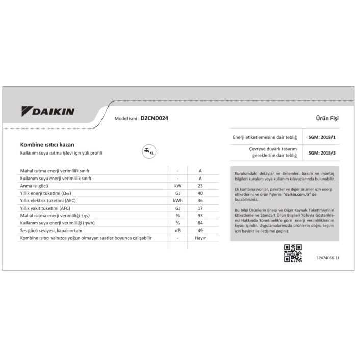 Daikin Kombi 24 kW D2CND024 - Görsel 3