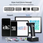 Tera HW0015 Kablosuz 1d 2d Qr Barkod Okuyucu | Ekranlı & Programlanabilir | Bluetooth + 2.4g + USB Bağlantı | Şarj Standlı El Tipi Tarayıcı - Görsel 5