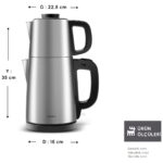 Karaca Tea Break İnox Siyah Çelik Su Isıtıcı & Çay Makinesi - Görsel 2