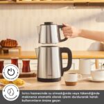 Karaca Tea Break İnox Siyah Çelik Su Isıtıcı & Çay Makinesi - Görsel 5