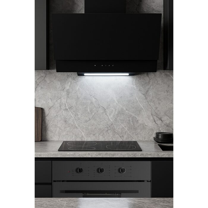 Kumtel Magic Cam Davlumbaz Eğimli Duvar Tipi Antrasit Renk 650 m³/h Yüksek Emiş Gücü - Görsel 2