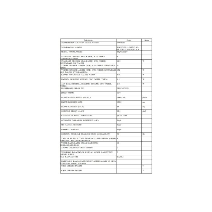 Toshiba 55QV2363DT 55'' 139 Ekran Uydu Alıcılı 4K Ultra HD Smart QLED TV - Görsel 3