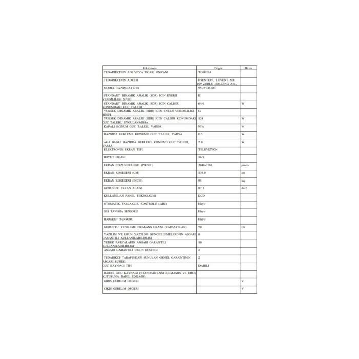 Toshiba 55UV3463DT 55'' 139 Ekran Uydu Alıcılı 4K Ultra HD Smart VİDAA LED TV - Görsel 3