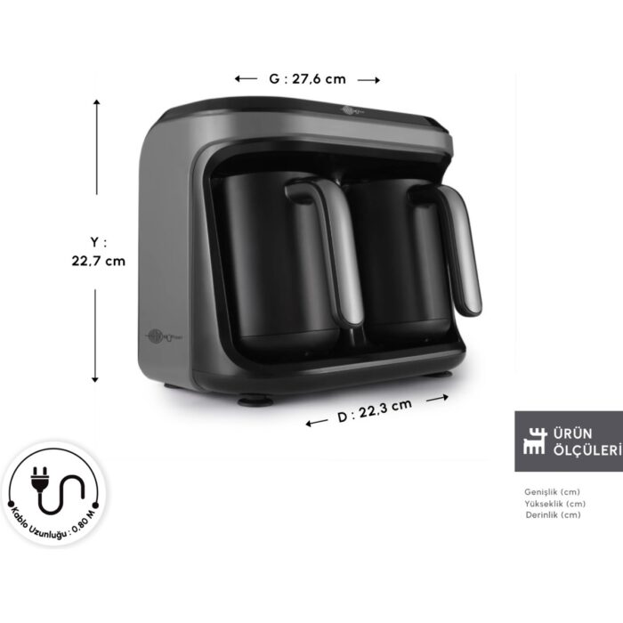 Karaca Hatır Hüp Düet Aroma Türk Kahve Makinesi Space Gray 10 Fincan Kapasiteli - Görsel 2
