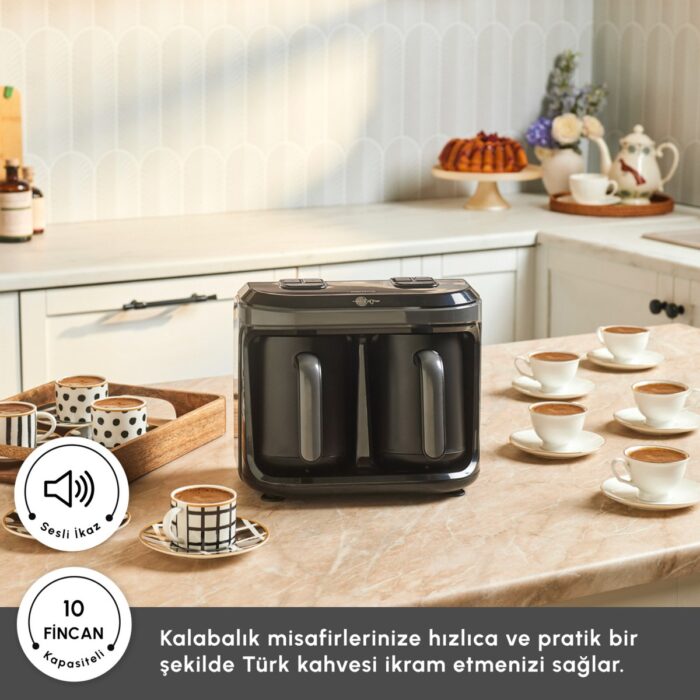 Karaca Hatır Hüp Düet Aroma Türk Kahve Makinesi Space Gray 10 Fincan Kapasiteli - Görsel 3