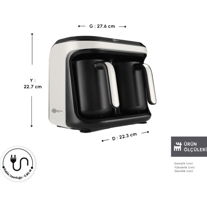 Karaca Hatır Hüp Düet Aroma Türk Kahve Makinesi Beyaz 10 Fincan Kapasiteli - Görsel 2