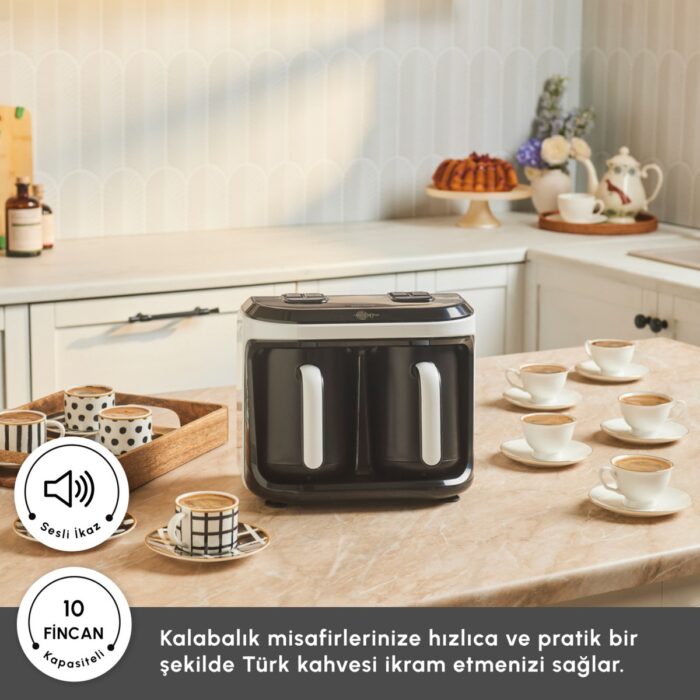 Karaca Hatır Hüp Düet Aroma Türk Kahve Makinesi Beyaz 10 Fincan Kapasiteli - Görsel 4