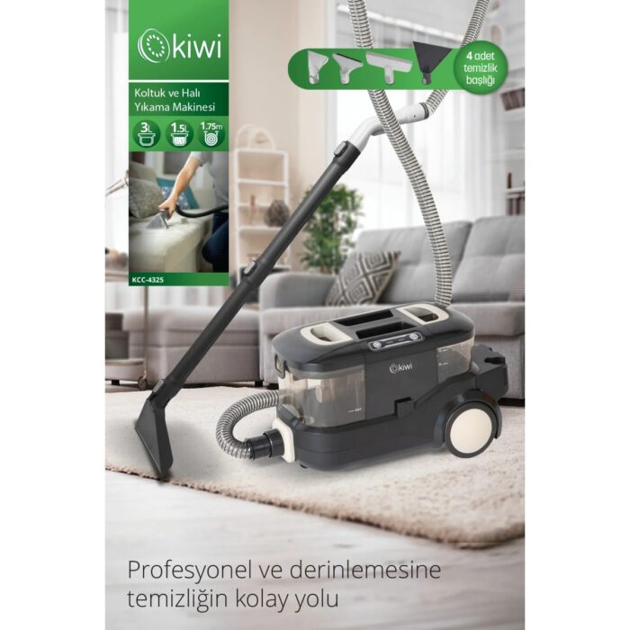 Kiwi KCC-4325W Siyah Pencere Temizleme Aparatlı Koltuk Halı Yıkama ve Makinesi - Görsel 1