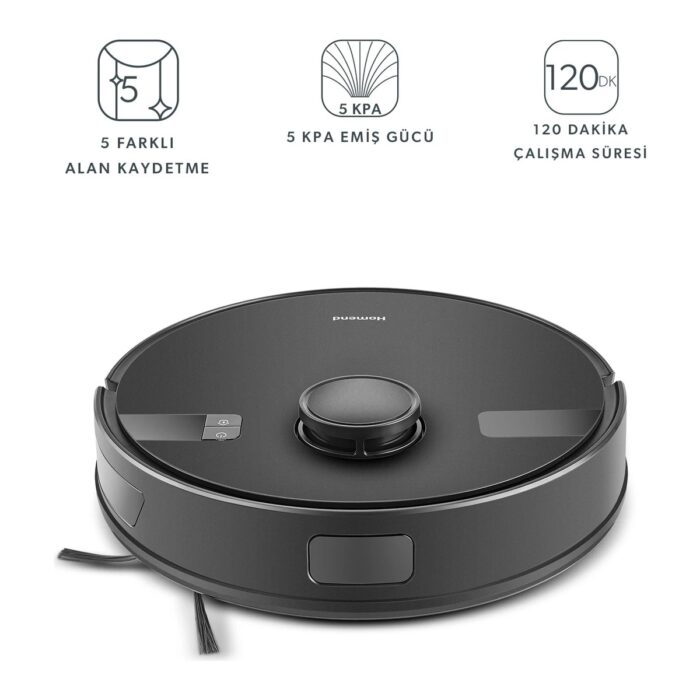 Homend Alex Laser 1291H Moplu ve Haritalamalı 5 Kpa  Robot Süpürge Siyah 2025 - Görsel 2