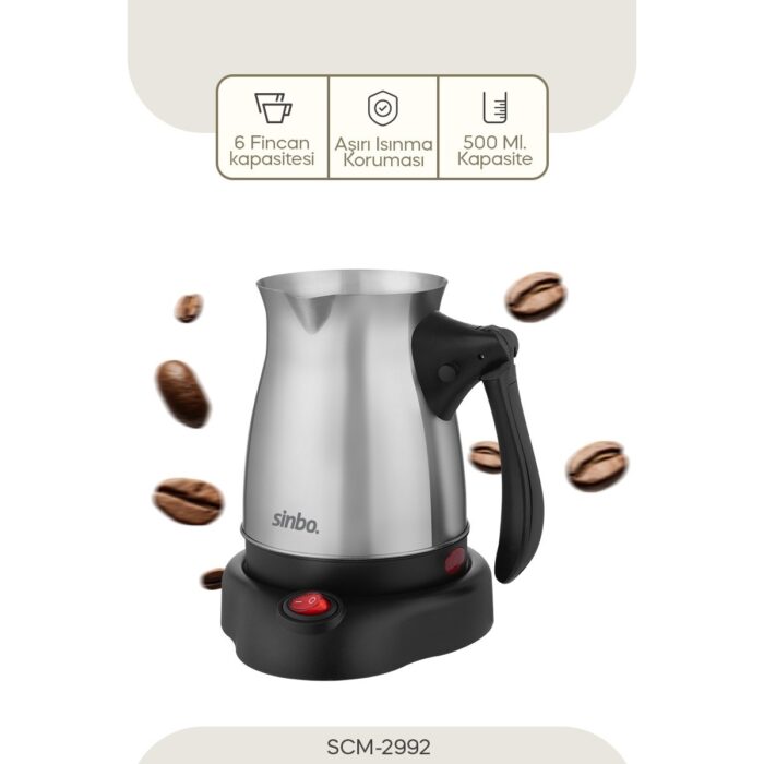 110001027964633.jpg Sinbo 2992 Sinbo Elektrikli Çelik Cezve Türk Kahvesi Makinesi (Katlanabilir Kulplu) - Görsel 1