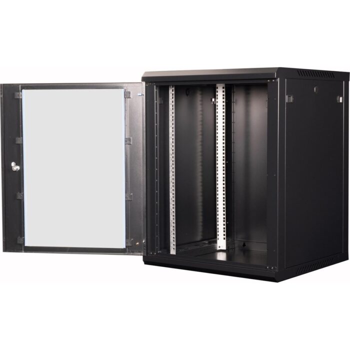 LANDE - 15U 19" Duvar Tipi Rack Kabinet – Genişlik: 600 mm | Derinlik: 600 mm – Siyah (Demonte) - Görsel 2