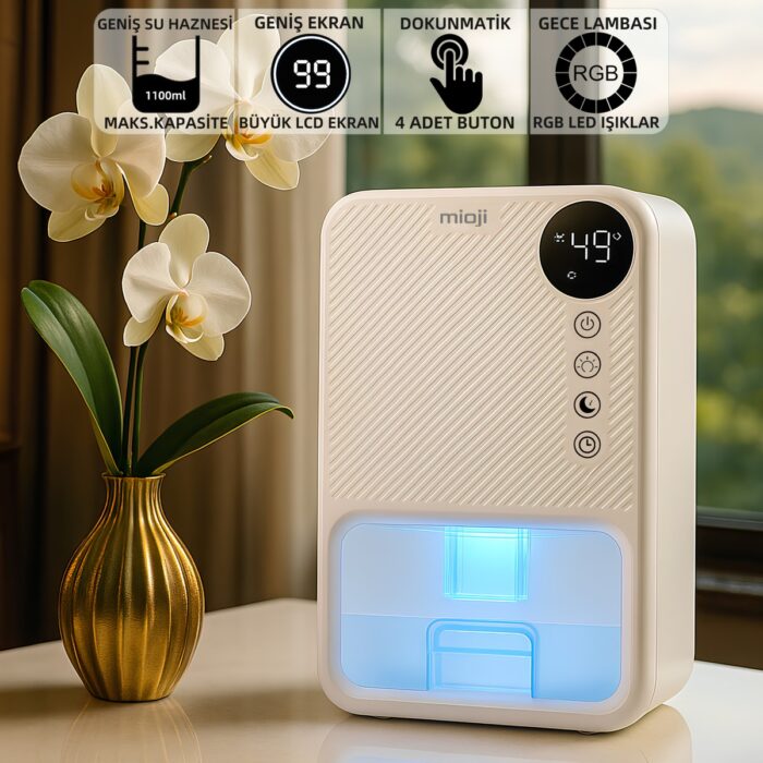 110001035181038.jpg Mioji Mio 30NEC 1100ml Nem ve Rutubet Giderici Hava İyileştirici Cihaz - Beyaz - Görsel 1