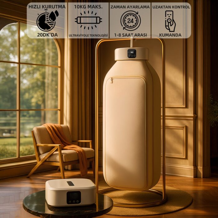 110001036332570.jpg Mioji Mio UV100X Yeni Nesil UV Işıklı Taşınabilir Portatif Askılı Katlanabilir Çamaşır Kurutma Makinesi - Görsel 1