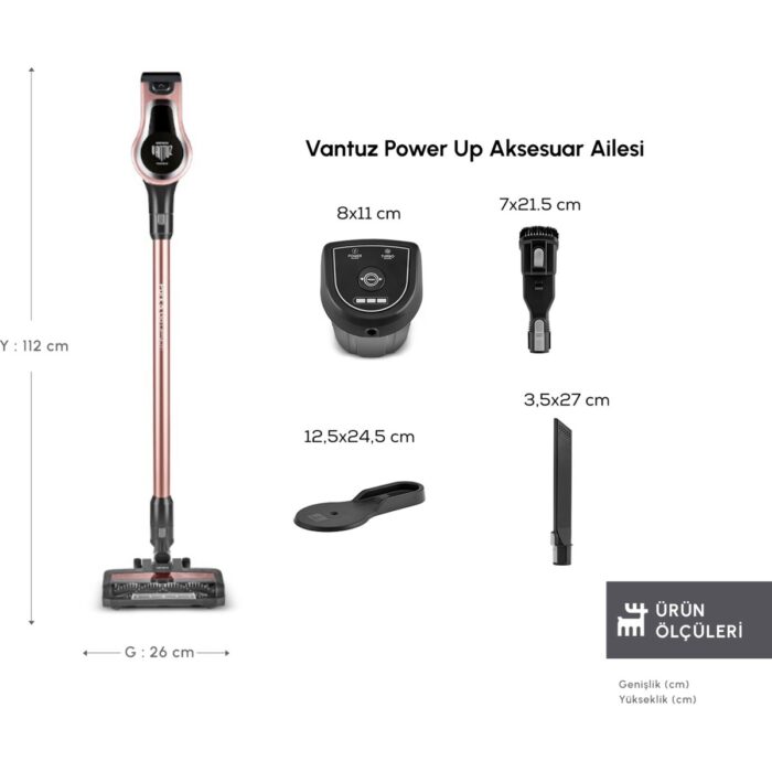 Karaca Vantuz Power Up 350 W Dikey Süpürge Rosegold - Görsel 2