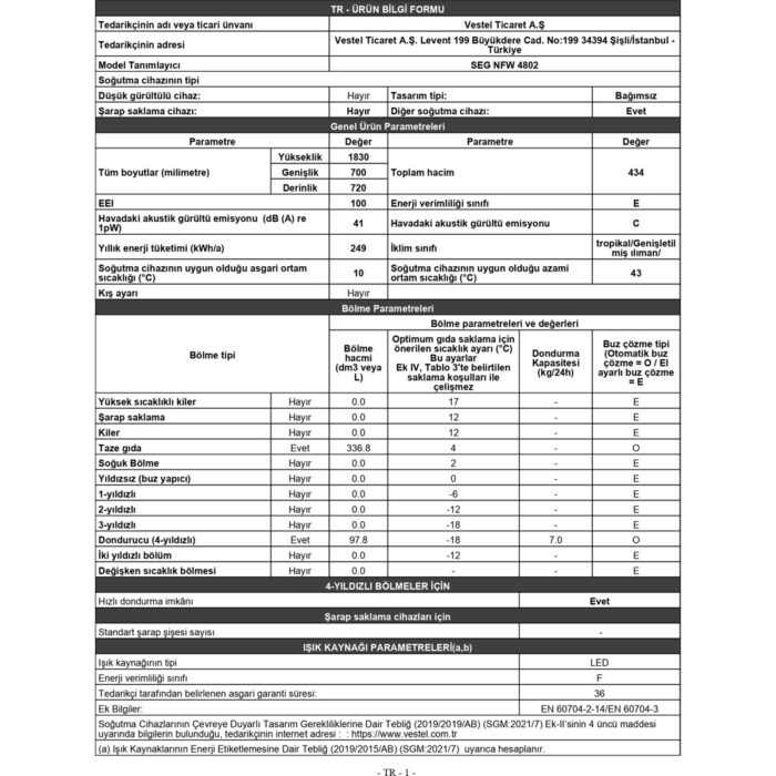 Seg Nfw 4802 Beyaz No Frost Buzdolabı - Görsel 4
