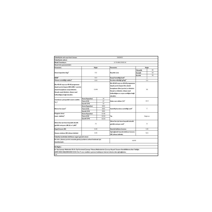 Daewoo D-Tr Wmı 091010 W 9 kg Çamaşır Makinesi - Görsel 3