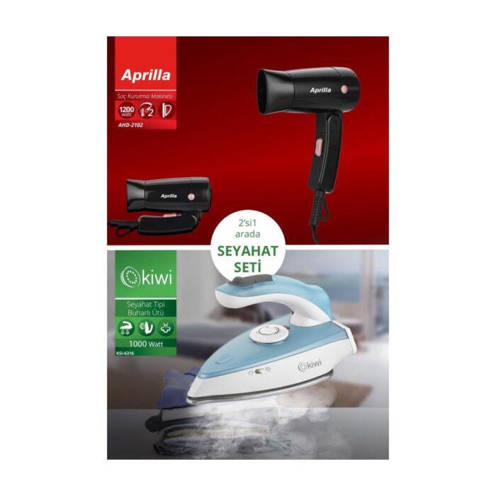 Kiwi Kats-12 2'si 1 Arada Katlanabilir Ütü ve Saç Kurutma Makinesi Dahil Seyahat Seti - Görsel 1