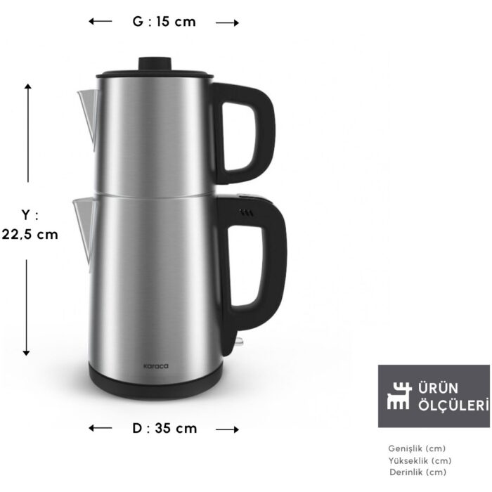 Karaca Teabig Xl 2 In 1 Çelik Çay Makinesi Ve Su Isıtıcı Inox - Görsel 2