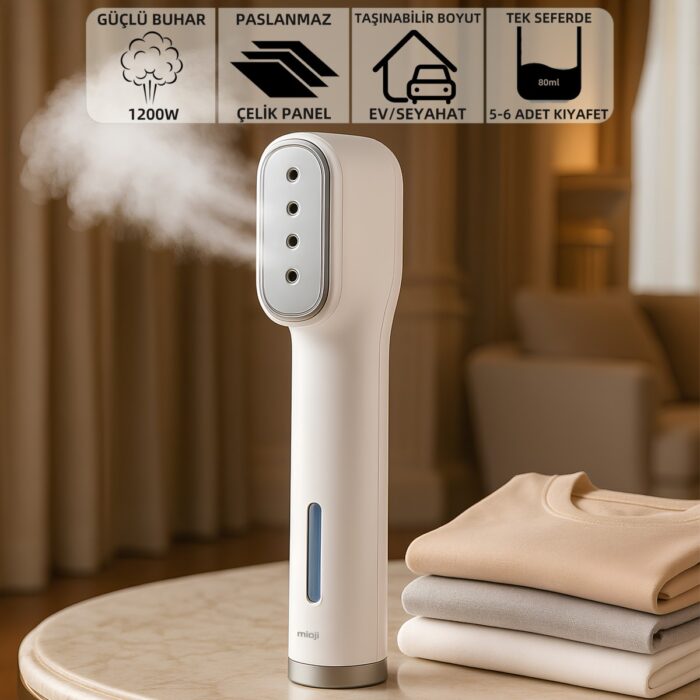 110001042175248.jpg Mioji Mio X10SM 1200W Taşınabilir Ütü Güçlü Buharlı Kırışık Giderici - Gri - Görsel 1