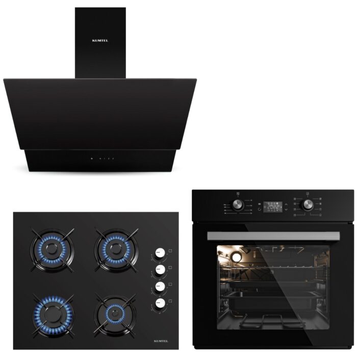 Kumtel Siyah Cam Dijital / Dokunmatik Ankastre Set - 8 Programlı (KO-40 TAHDF Ocak B66 - Sf2 Ddt Fırın DA6-835 Davlumbaz) - Görsel 1