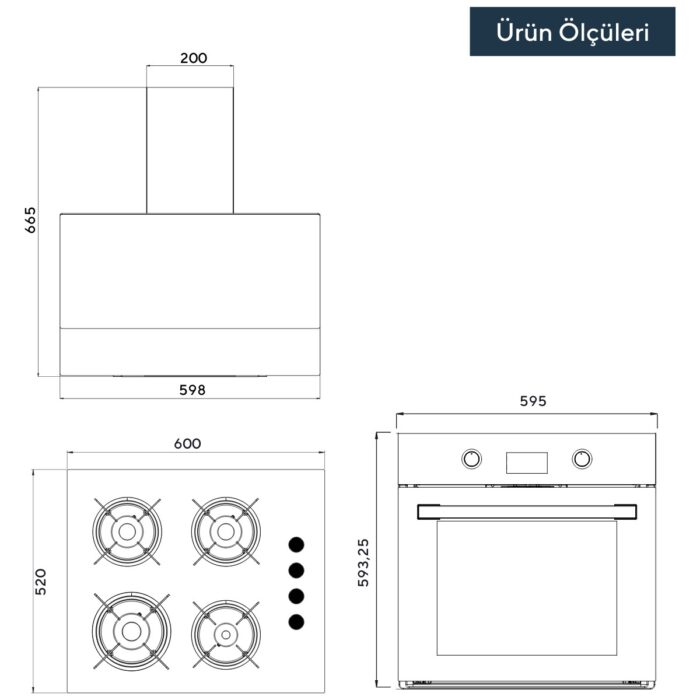 Kumtel Siyah Cam Dijital / Dokunmatik Ankastre Set - 8 Programlı (KO-40 TAHDF Ocak B66 - Sf2 Ddt Fırın DA6-835 Davlumbaz) - Görsel 5