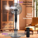 Npo N01 Buz Eklenebilir Ultrasonik Buharlı Zaman Ayarlı 3 Kademli Sessiz 75w Akıllı Vantilatör - Görsel 3