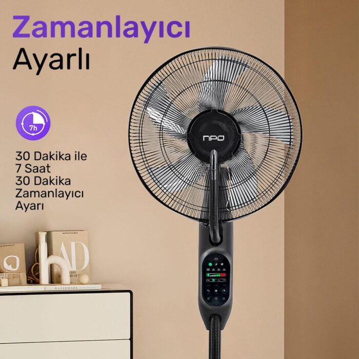 Npo N01 Buz Eklenebilir Ultrasonik Buharlı Zaman Ayarlı 3 Kademli Sessiz 75w Akıllı Vantilatör - Görsel 4